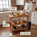 Ver imagem 3 de Carrinho Gourmet Multiuso Madeira Eucalipto Auxiliar Rodas