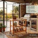 Ver imagem 2 de Carrinho Gourmet Multiuso Madeira Eucalipto Auxiliar Rodas