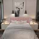 Ver imagem 4 de Kit Quarto Casal 2 Mesas de Cabeceira Arruna Mdf 2 Gavetas e Cabeceira Casal 1,40 Autocolante -