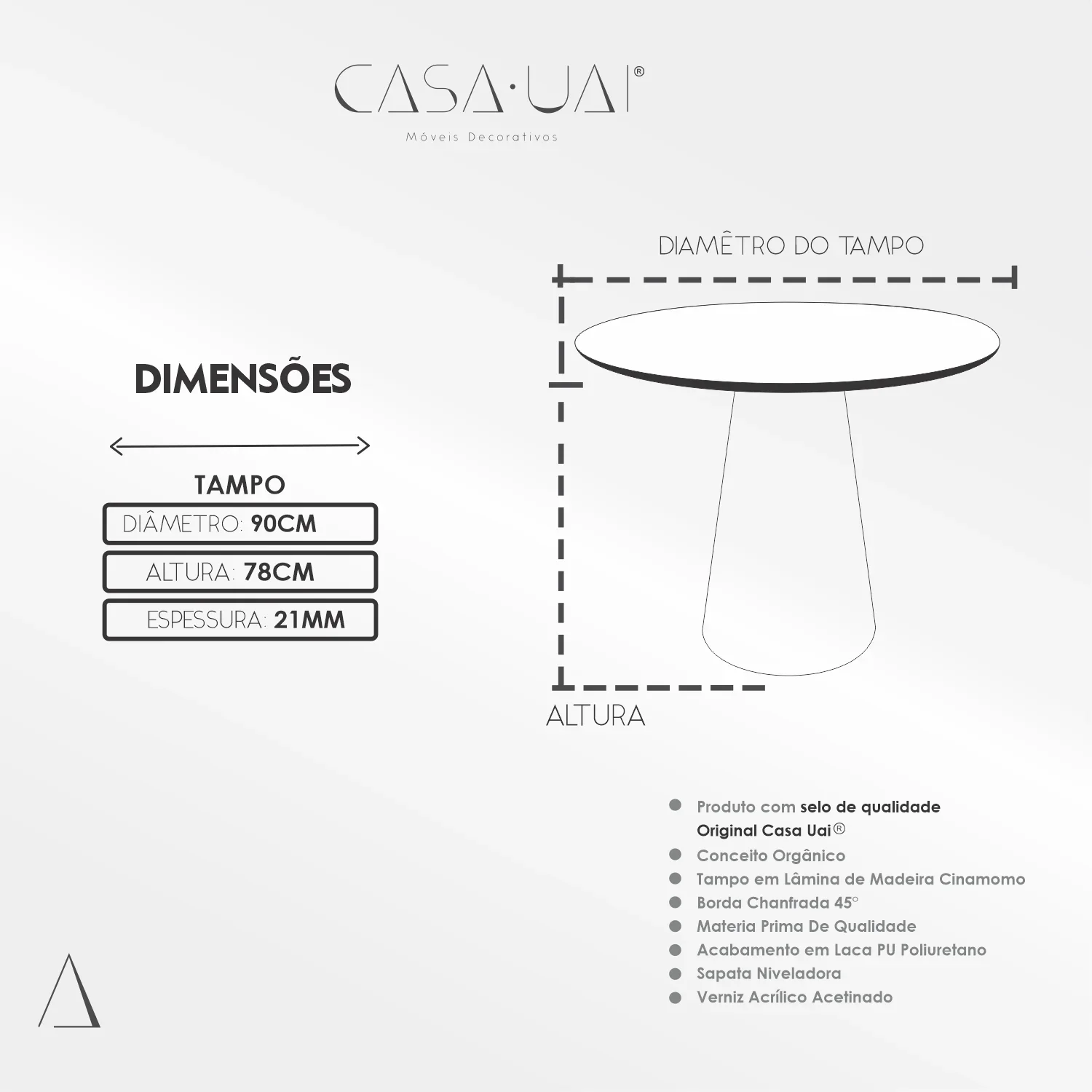 Mesa de Jantar Redonda Laminado em Madeira 90cm Cairo - 5