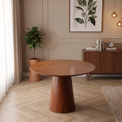 Mesa de Jantar Redonda Laminado em Madeira 90cm Cairo Marrom