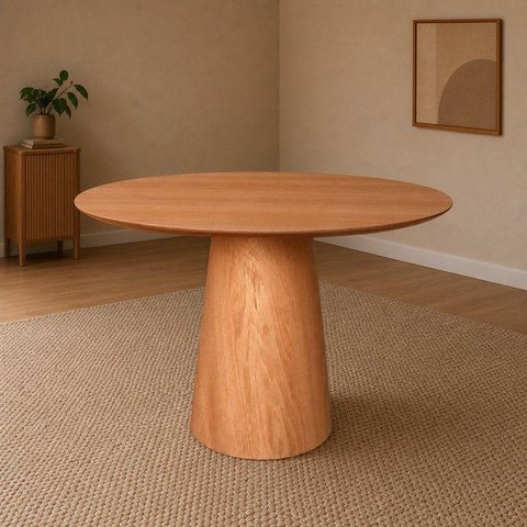 Mesa de Jantar Redonda Laminado em Madeira 90cm Cairo Marrom