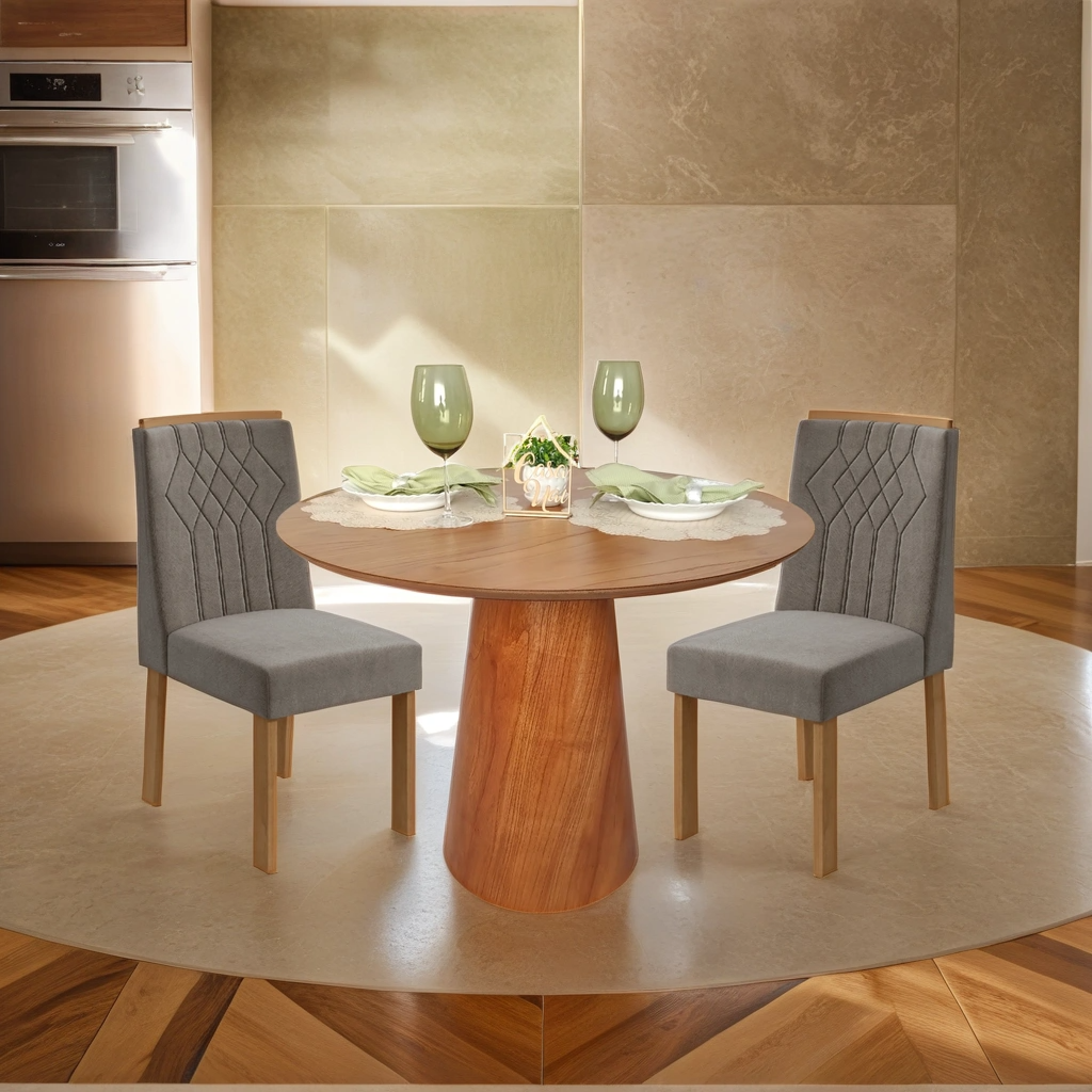 Mesa de Jantar Redonda Laminado em Madeira 90cm Cairo - 3