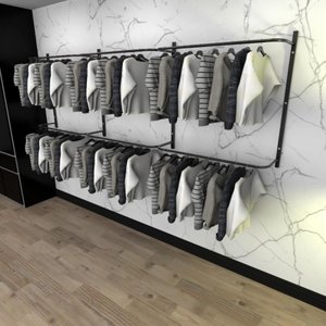 Arara de Roupas Closet Quarto com 10 Peças Cremalheira 300x100 Cm Cor Preto Modelo Clst1b362