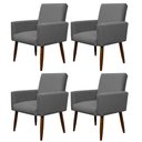 Ver imagem 1 de Kit 4 Poltronas para Sala Pés de Madeira Nina Cinza