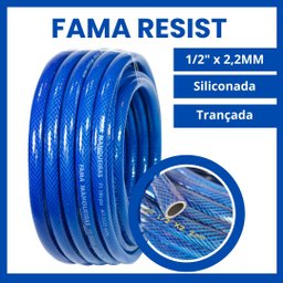 Mangueira Trançada e Siliconada Fama - 1/2x2,2 - Azul Resist 100 Metros - 2
