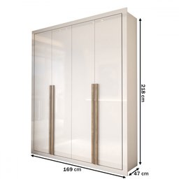 Guarda-roupa Solteiro Severo 4 Portas 3 Gavetas Branco - Panorama Móveis - 4