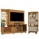 Ver imagem 1 de Estante Home Theater Frizz Plus Cumaru com Rodízios com Cristaleira Moss Cumaru Opala- Madetec