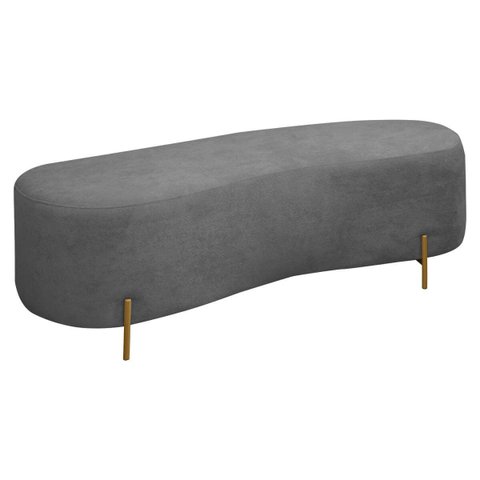 Puff Decorativo Banqueta Orgânico Feijão Curvo Maitê 138cm Bouclê:cinza Grafite