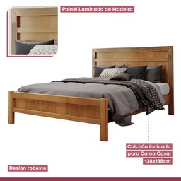 Cama Casal Laguna 140cm Nogueira Josandro:amêndoa Mel - 4