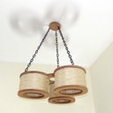 Ver imagem 2 de Luminária Lustre Pendente Rústico Retro Madeira Sisal 35cm