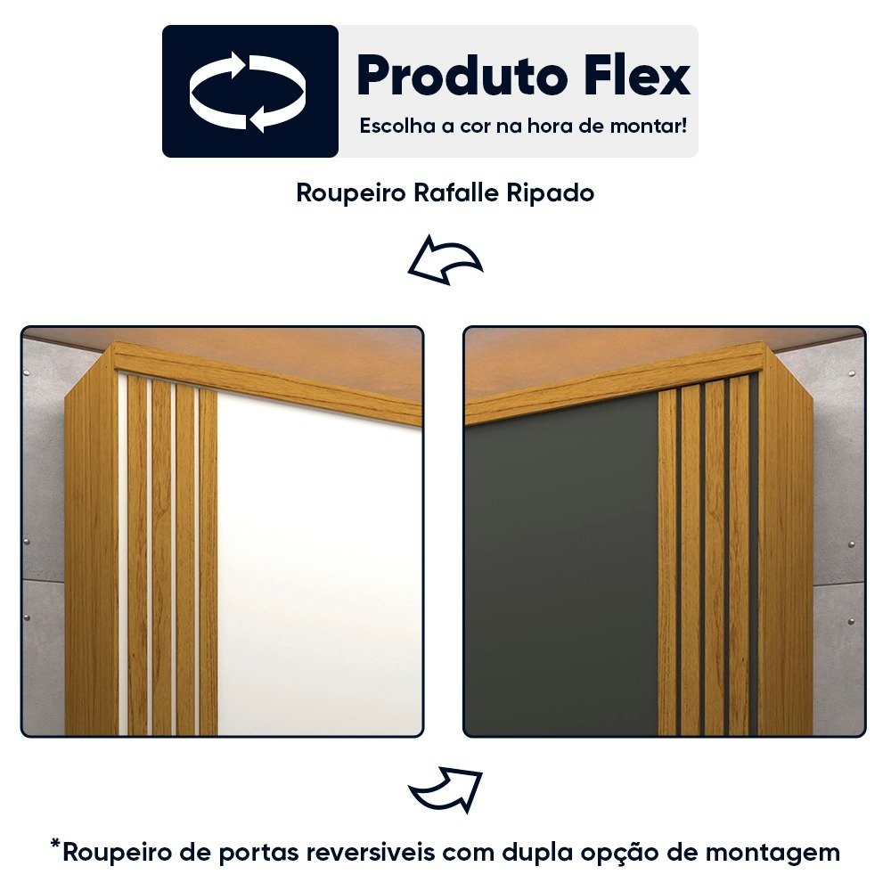 Guarda Roupa Casal com Espelho nas 2 Portas e pés Rafaelle Yescasa - 5