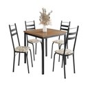 Ver imagem 2 de Conjunto Sala de Jantar Mesa Quadrada 90cm Tampo BP com 4 Cadeiras Adriana Preto/Madeira Cedro/Demolição