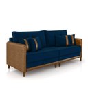 Ver imagem 5 de Sofá Montecarlo 2 Lugares 172cm Veludo/pu Azul/caramelo