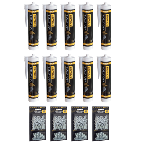 Kit Cola Rodape Branco (400G) Arquitech ( 07colas + 04 Bucha)