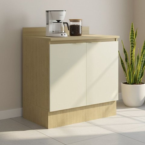 Balcão com Tampo e Rodapé 2 Portas e 1 Prateleira 80cm Nanda TM4214 Nature/Arenas