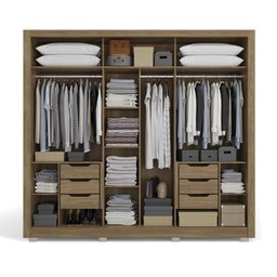 Guarda Roupa Casal Armário Roupeiro 260 cm 3 Portas 6 Gavetas 7 Prateleiras Quarto Marrom Nogueira - 3