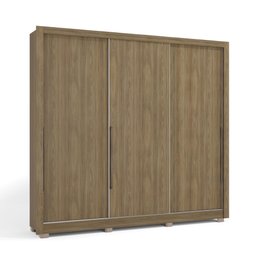 Guarda Roupa Casal Armário Roupeiro 260 cm 3 Portas 6 Gavetas 7 Prateleiras Quarto Marrom Nogueira - 1