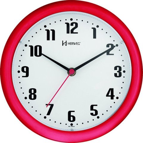 Relógio de Parede 22 Cm Herweg 6102 Diversas Cores Vermelho