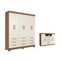 Ver imagem 1 de Quarto Completo Casal Guarda Roupa 6PTAS Colombo + Cômoda Master Areia S. Andirá