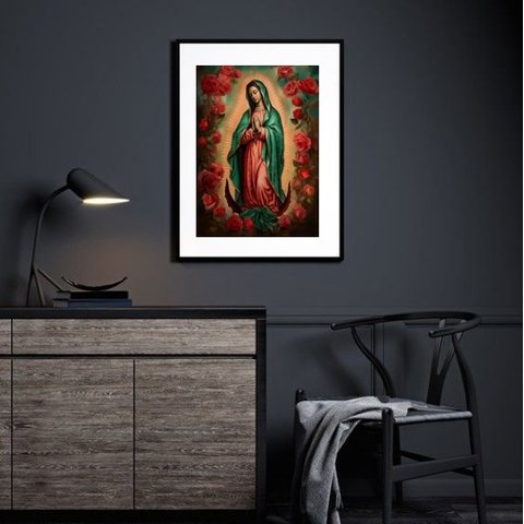 Quadro Sacro Nossa Senhora de Guadalupe - 60x48cm:madeira Preta