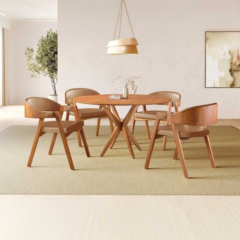 Conjunto de Mesa Redonda 120 Cm com 4 Cadeiras Gaia