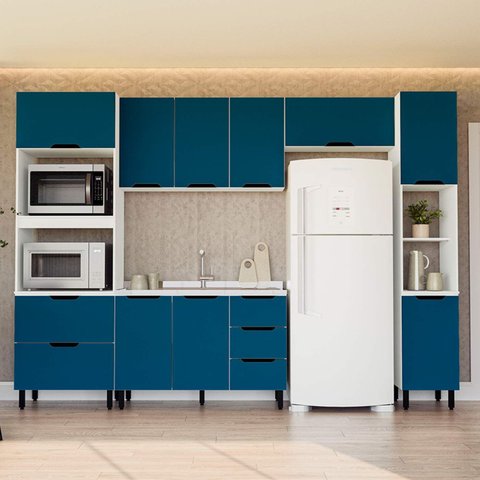 Armário de Cozinha Modulada Completa 5 Peças 310cm sem Tampo 250056 Meena Politorno Móveis