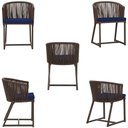 Ver imagem 5 de Mesa com 4 Cadeiras de Jantar Roma 100cm e Noronha em Aluminío Fendi Corda Nautica Estofado 10 Trama