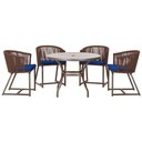 Ver imagem 1 de Mesa com 4 Cadeiras de Jantar Roma 100cm e Noronha em Aluminío Fendi Corda Nautica Estofado 10 Trama
