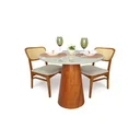Ver imagem 3 de Mesa de Jantar Cone Tampo com Vidro Redonda Cairo Off White