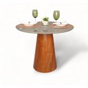 Ver imagem 1 de Mesa de Jantar Redonda 4 Lugares Tampo com Vidro Cairo Marrom/Fendi