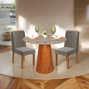 Ver imagem 3 de Mesa de Jantar Redonda 4 Lugares Tampo com Vidro Cairo Marrom/Fendi