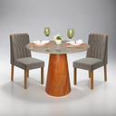 Ver imagem 4 de Mesa de Jantar Redonda 4 Lugares Tampo com Vidro Cairo Marrom/Fendi