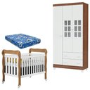 Ver imagem 1 de Berço Lila e Guarda Roupa Mariah 3 Portas Branco Acetinado Amadeirado com Colchão – Carolina