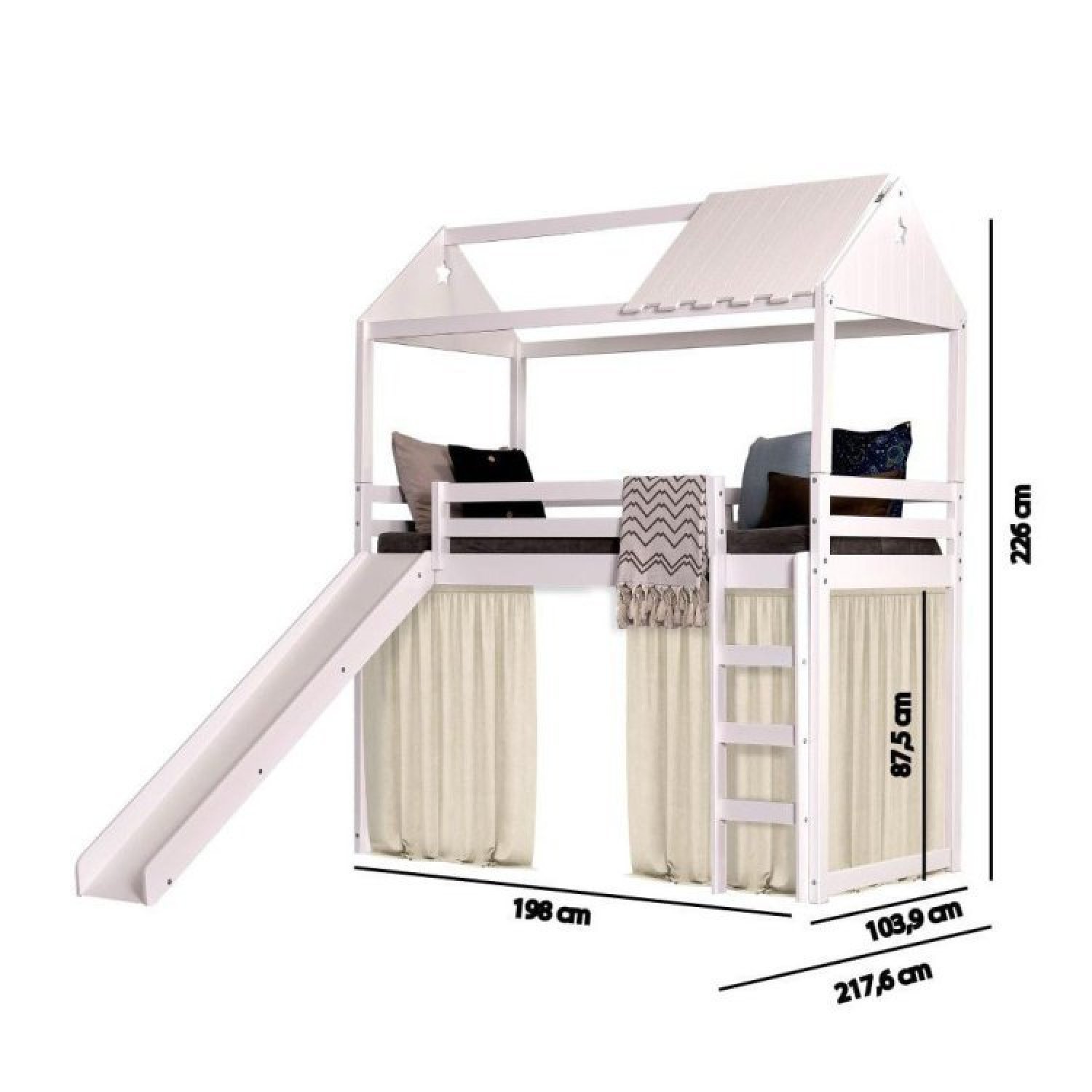 Cama Infantil Divertida Escorregador,Telhado III New e Tenda Casatema - 10