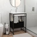 Ver imagem 2 de Gabinete para Banheiro Iron Black com Gaveteiro 60x45cm Branco Fosco