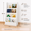 Ver imagem 2 de Livreiro Infantil Montessori 4 Prateleiras MDF 15mm Branco Organizador de Livros Quarto Infantil
