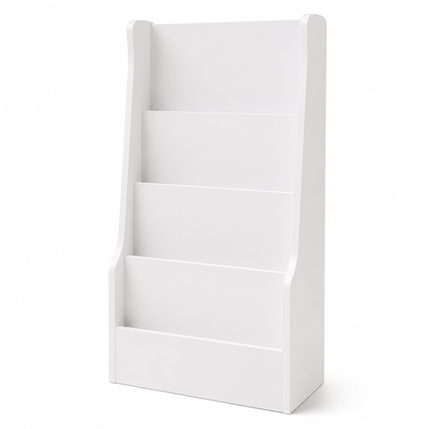 Livreiro Infantil Montessori 4 Prateleiras MDF 15mm Branco Organizador de Livros Quarto Infantil