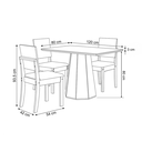 Ver imagem 3 de Conjunto Mesa de Jantar e 4 Cadeiras Estofadas com Tampo MDF e Vidro Jade 120x80cm Off White/Marrom