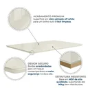 Ver imagem 5 de Conjunto Mesa de Jantar e 4 Cadeiras Estofadas com Tampo MDF e Vidro Jade 120x80cm Off White/Marrom