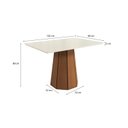 Ver imagem 6 de Conjunto Mesa de Jantar e 4 Cadeiras Estofadas com Tampo MDF e Vidro Jade 120x80cm Off White/Marrom