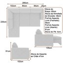 Ver imagem 7 de Sofá com Chaise Chel 4 Lugares Retrátil 295cm Cinza Claro Veludo