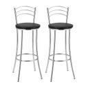 Ver imagem 2 de Kit 2 Banquetas Altas Cromadas com Assento Estofado e Encosto para Bancada Cozinha Cromado/Preto
