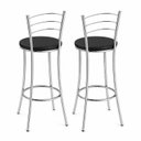 Ver imagem 5 de Kit 2 Banquetas Altas Cromadas com Assento Estofado e Encosto para Bancada Cozinha Cromado/Preto