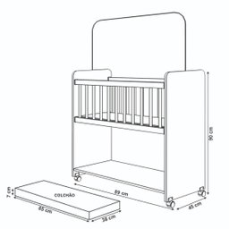 Mini Berço Bed Side Grade Movél com Colchão Cor Nature - 3