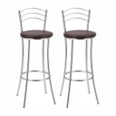 Ver imagem 2 de Kit 2 Banquetas Altas Cromadas com Assento Estofado e Encosto para Bancada Cozinha Cromado/Marrom