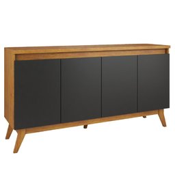 Balcão Buffet 4 Portas c/ Pés Retro Filipe Viero Mel/Preto - 8 Balcão Buffet 4 Portas c/ Pés Retro Filipe Viero Mel/Preto - 8