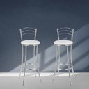 Ver imagem 4 de Kit 2 Banquetas Altas Cromadas com Assento Estofado e Encosto para Bancada Cozinha Cromado/Branco