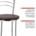 Ver imagem 4 de Kit 2 Banquetas Baixas Cromadas com Assento Estofado e Encosto para Bancada Cozinha e Área Gourmet Cinza Cromado/Marrom