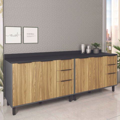 Tampo para Balcão 240cm Berlim Preto/BP